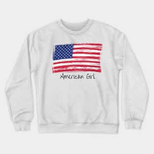 American girl 4th of july independence day Crewneck Sweatshirt